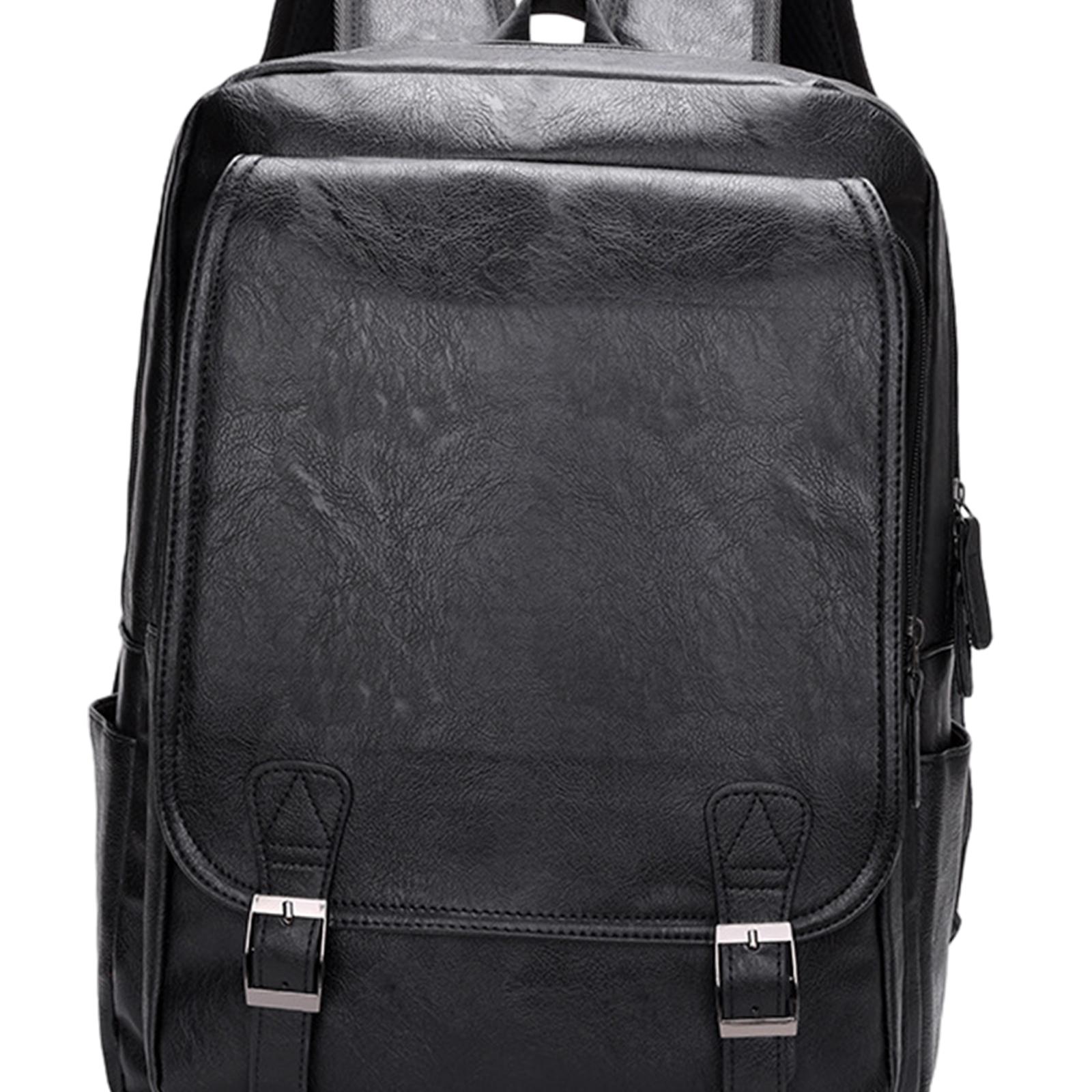 Leather Work Rucksack Mens - Herren-Laptop-Rucksack aus PU-Leder, wasserdicht, 15,6 Zoll,