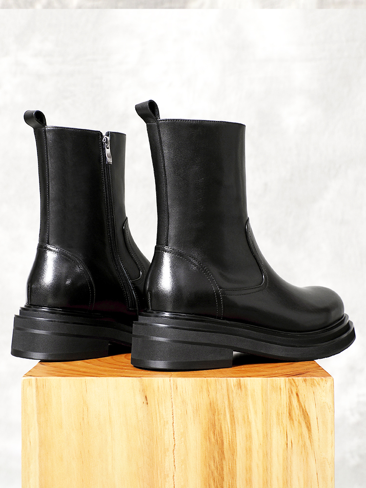 Leatherwork Designs - Modisches Design, runde Zehenpartie, lässige Chelsea-Stiefel